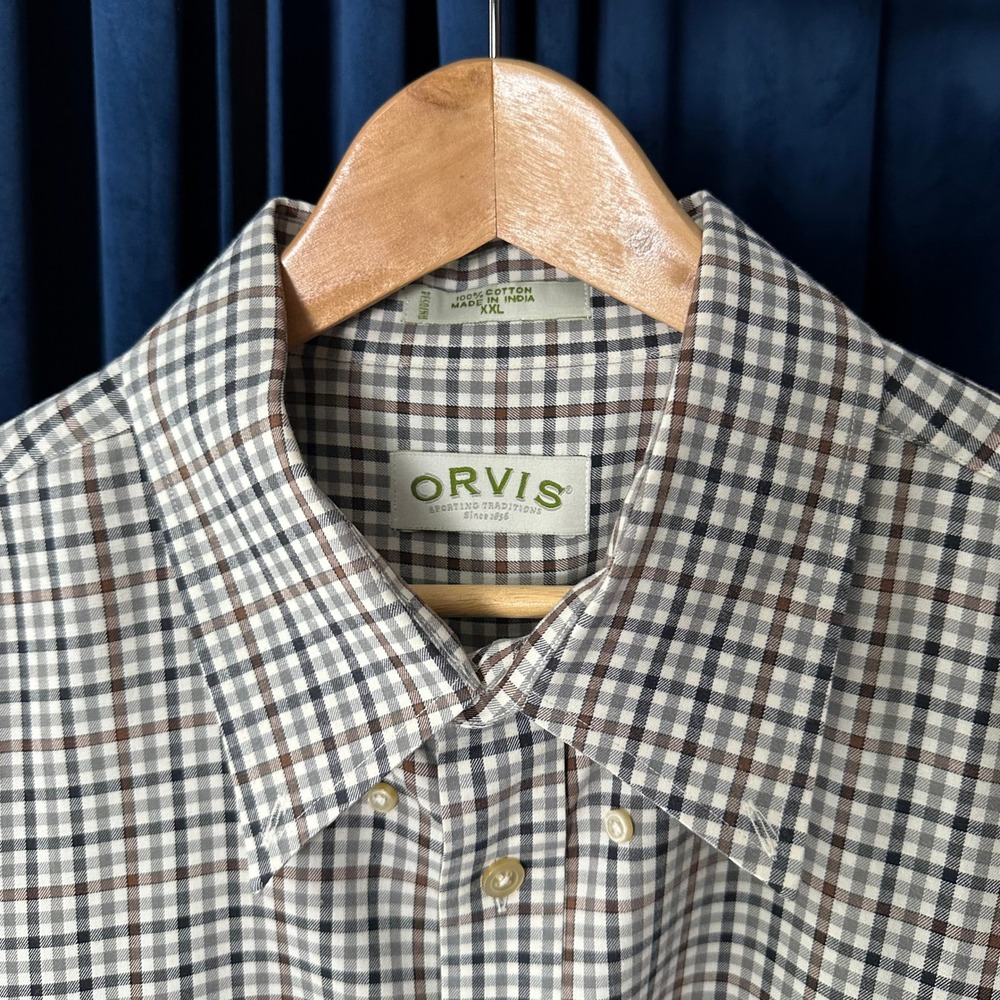 Orvis Sporting Traditions Shirt Mens XXL Plaid Check Cotton Button Down 2XL